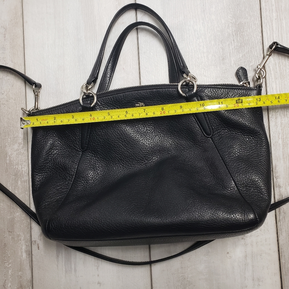 Coach F36675 Pebble Leather Kelsey Satchel Handbag Black with Silver Hardware - Picture 12 of 16
